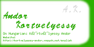 andor kortvelyessy business card